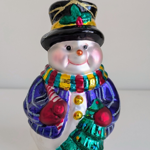 Vintage Extra Large 9" Glass Snowman Ornament European Christmas XL - Picture 16 of 16